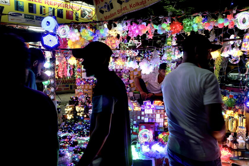 Preparations for Diwali, the festival of lights, in Kolkata